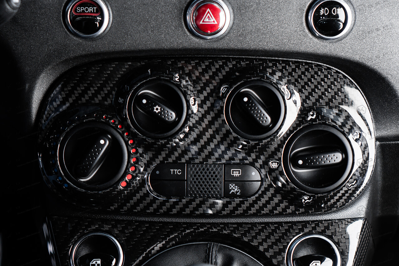 Carbon Fiber ABARTH 595 2016 AC Climate Control Cover | Koshi