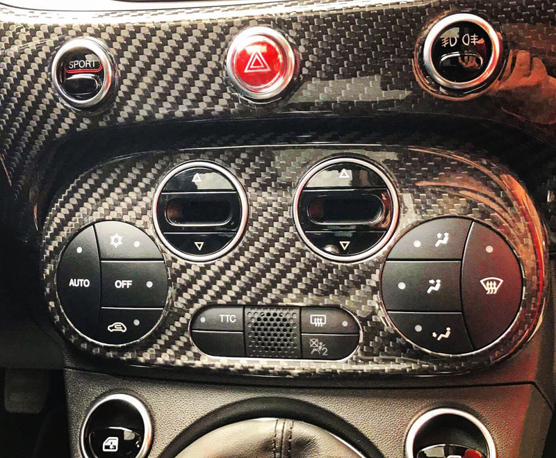 【KOSHI】Fiat 500/595 AC パネルカバー マニュアル用 Carbon Fiber ABARTH 595 2016 AC Climate Control Cover | Koshi