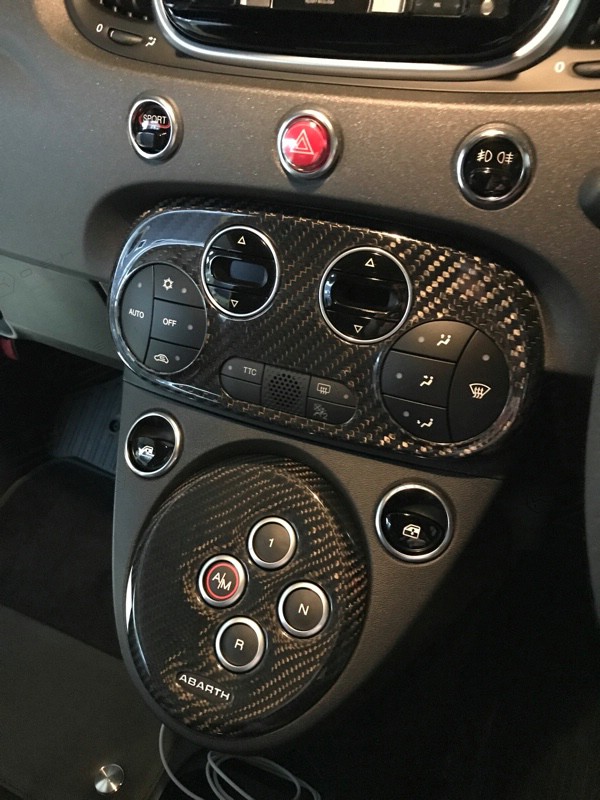 Carbon Fiber ABARTH 595 2016 AC Climate Control Cover | Koshi