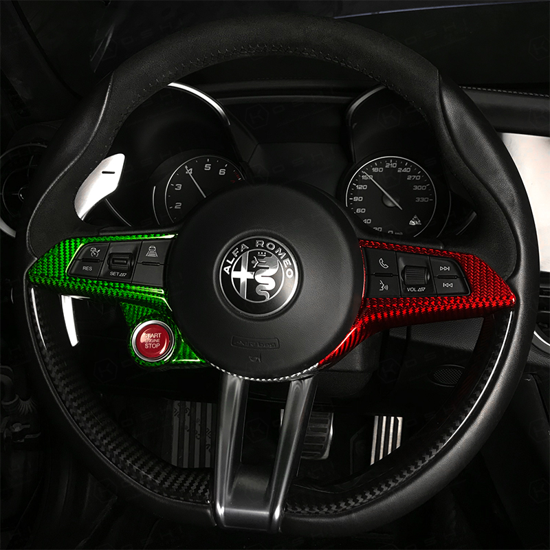 Carbon Fiber Giulia QV Steering Wheel Trim