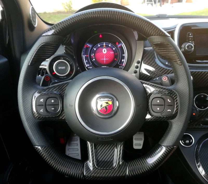 Carbon Fiber Abarth 595 2016 Steering Wheel Trim | Koshi Group L.L.C.